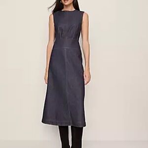 Ann Taylor Dark Blue Midi Dress Weekend Collection